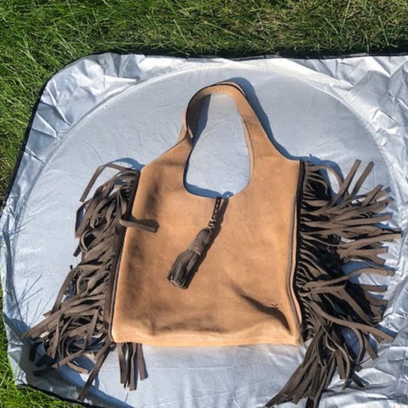 Frye Handbags - Frye Farrah Fringe Tote - Taupe (grey)